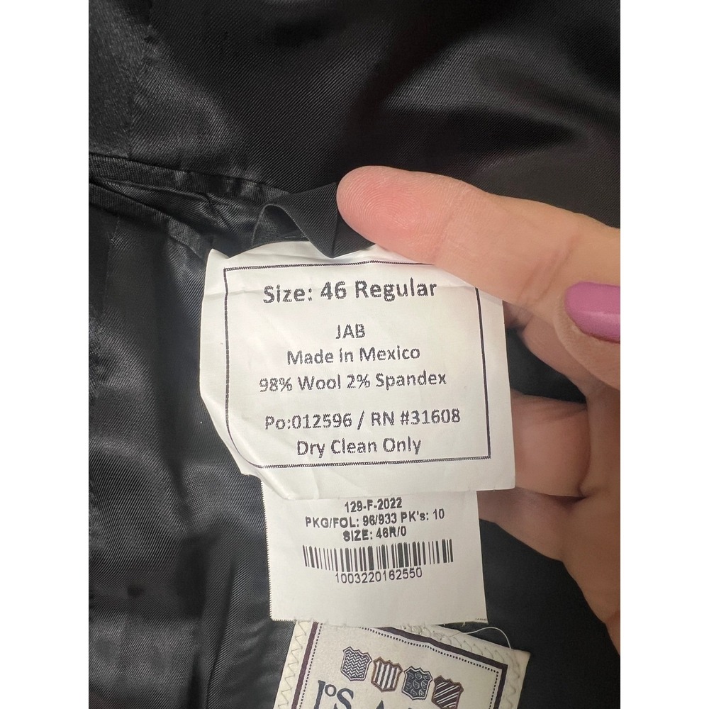 Jos. A. Bank 1905 Collection Mens Black Wool Tuxedo Jacket Blazer 46R - Picture 7 of 14